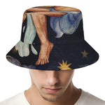 Watercolor Aquarius Zodiac Sign Print Bucket Hat