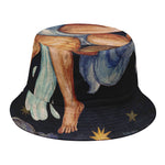Watercolor Aquarius Zodiac Sign Print Bucket Hat