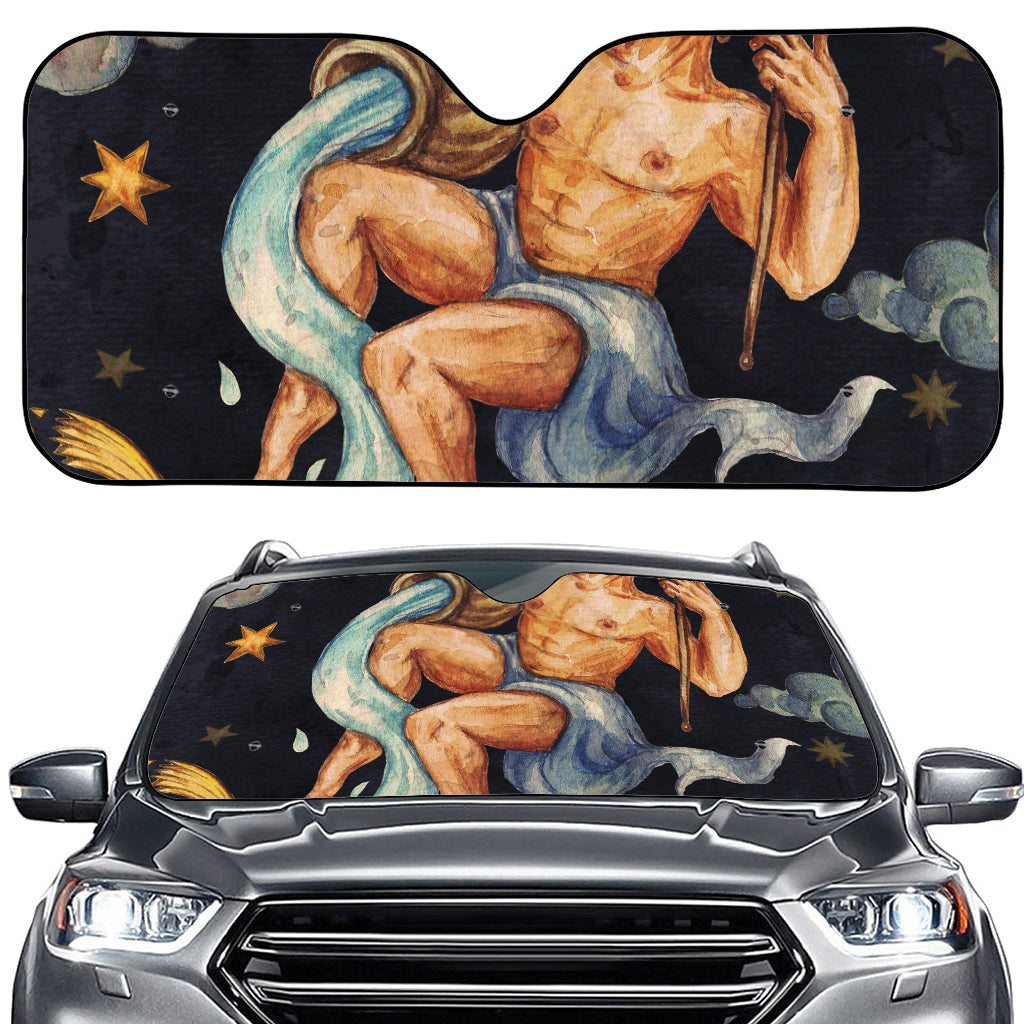 Watercolor Aquarius Zodiac Sign Print Car Windshield Sun Shade