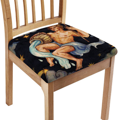 Watercolor Aquarius Zodiac Sign Print Chair Cushion Cover
