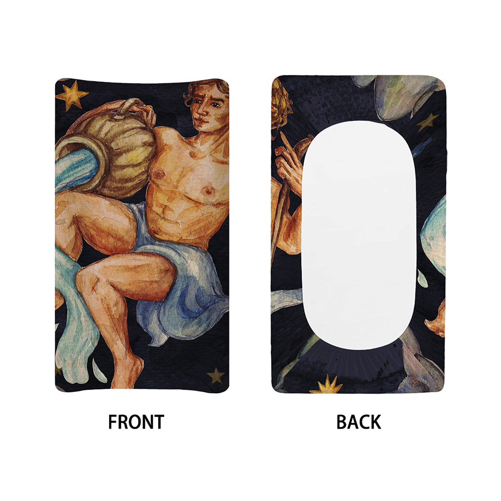 Watercolor Aquarius Zodiac Sign Print Changing Pad Cover