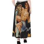 Watercolor Aquarius Zodiac Sign Print Chiffon Maxi Skirt