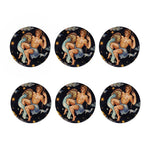 Watercolor Aquarius Zodiac Sign Print Coaster Set