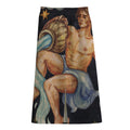 Watercolor Aquarius Zodiac Sign Print Cotton Front Slit Maxi Skirt