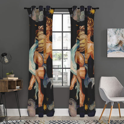 Watercolor Aquarius Zodiac Sign Print Curtain