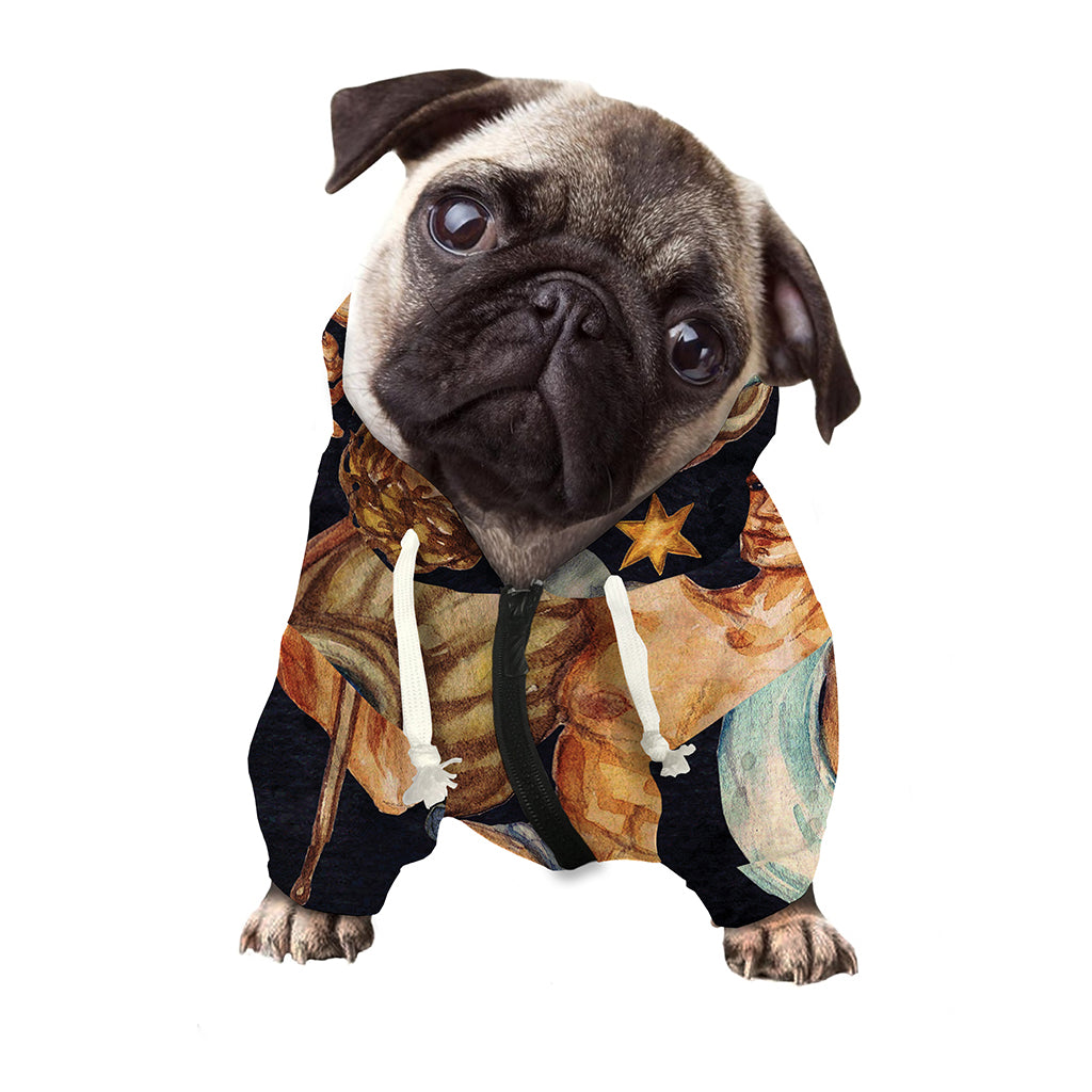 Watercolor Aquarius Zodiac Sign Print Dog Zip Up Hoodie