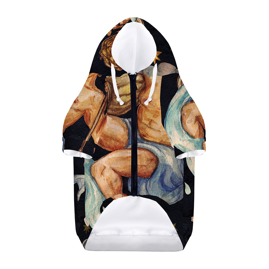 Watercolor Aquarius Zodiac Sign Print Dog Zip Up Hoodie