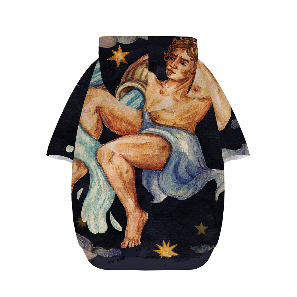 Watercolor Aquarius Zodiac Sign Print Dog Zip Up Hoodie