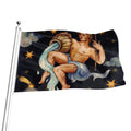 Watercolor Aquarius Zodiac Sign Print Flag