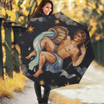 Watercolor Aquarius Zodiac Sign Print Foldable Umbrella