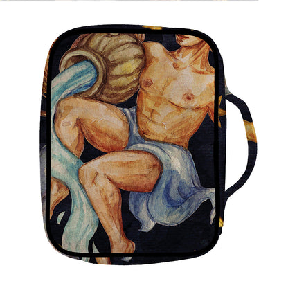 Watercolor Aquarius Zodiac Sign Print Front Pocket Bible Bag
