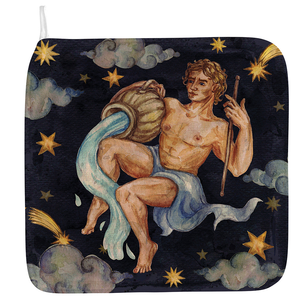 Watercolor Aquarius Zodiac Sign Print Hand Towel