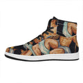 Watercolor Aquarius Zodiac Sign Print High Top Leather Sneakers