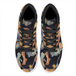 Watercolor Aquarius Zodiac Sign Print High Top Leather Sneakers