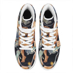 Watercolor Aquarius Zodiac Sign Print High Top Leather Sneakers