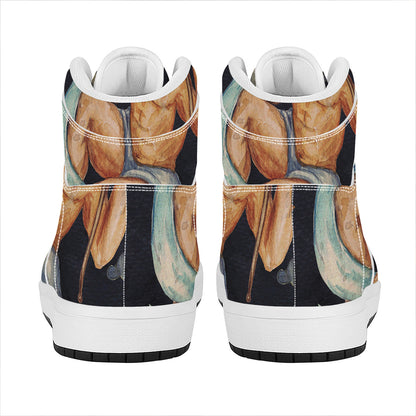 Watercolor Aquarius Zodiac Sign Print High Top Leather Sneakers