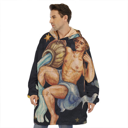 Watercolor Aquarius Zodiac Sign Print Hoodie Blanket