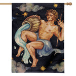 Watercolor Aquarius Zodiac Sign Print House Flag