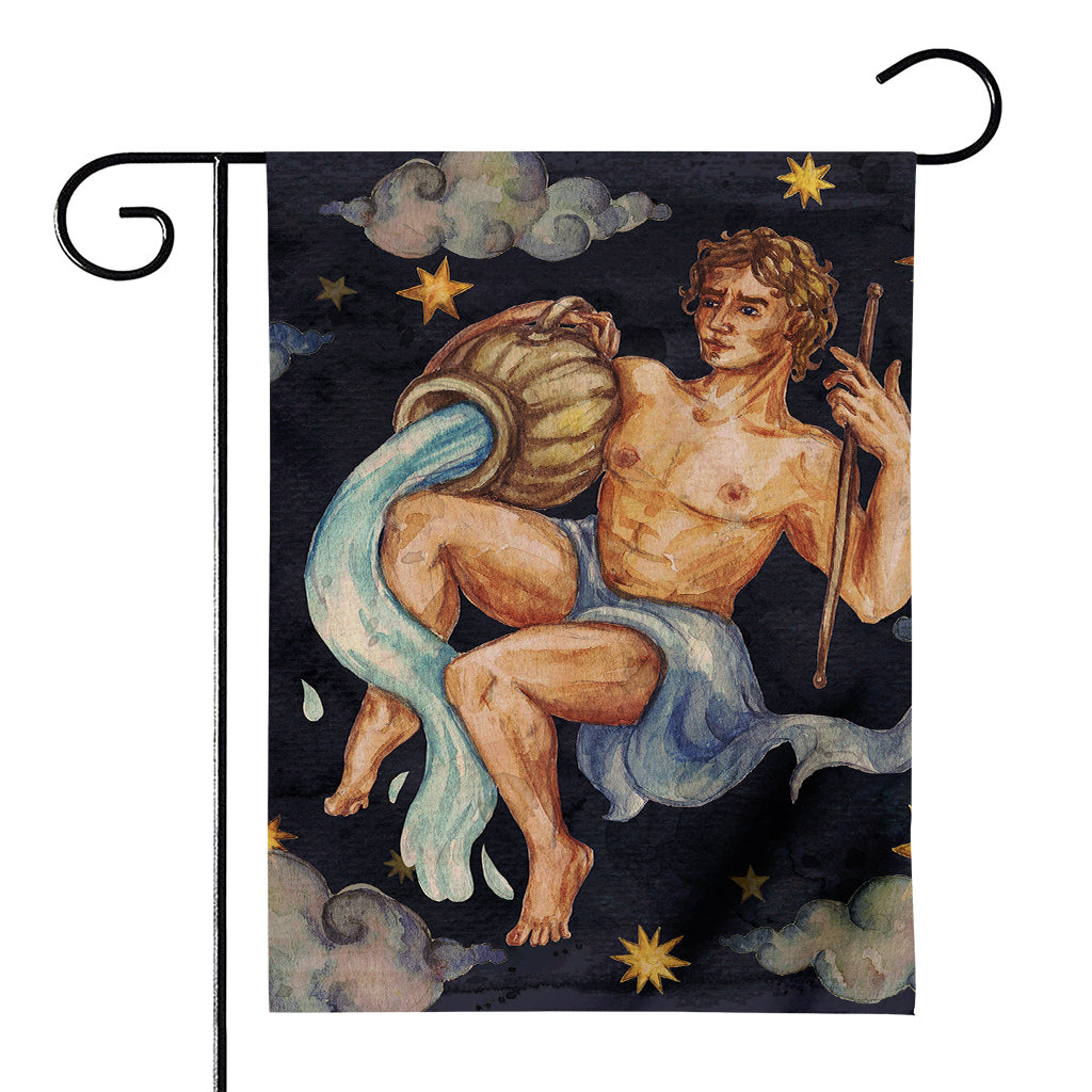 Watercolor Aquarius Zodiac Sign Print House Flag