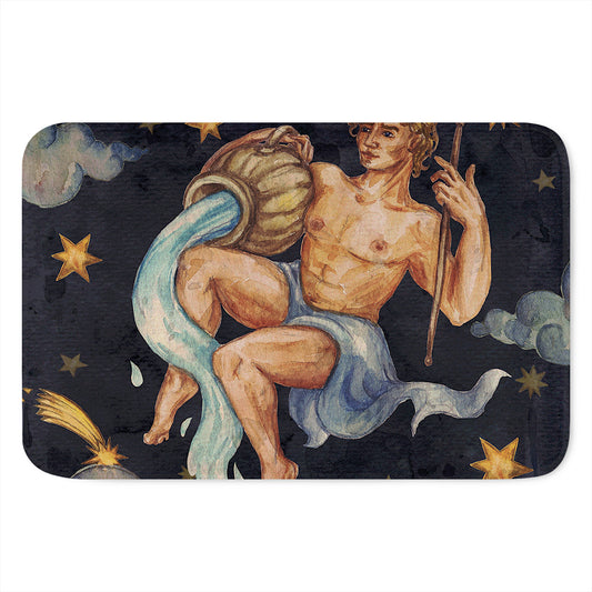 Watercolor Aquarius Zodiac Sign Print Indoor Door Mat
