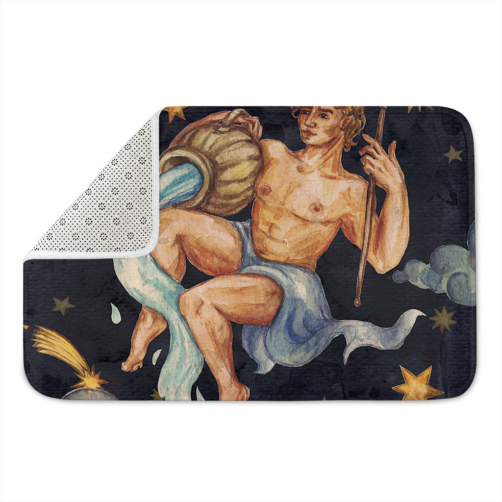 Watercolor Aquarius Zodiac Sign Print Indoor Door Mat