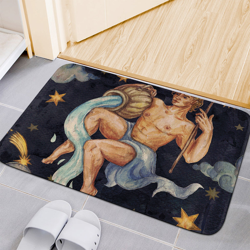 Watercolor Aquarius Zodiac Sign Print Indoor Door Mat