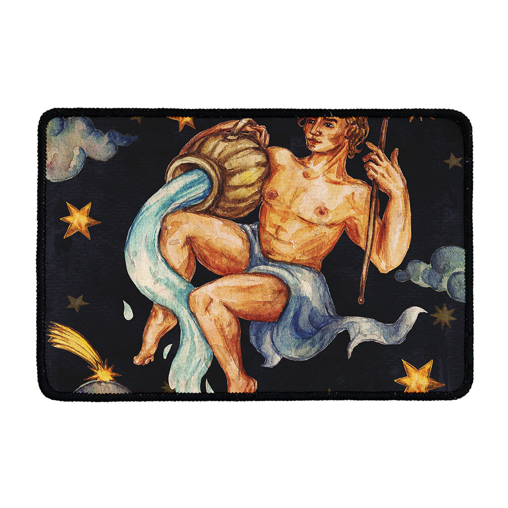 Watercolor Aquarius Zodiac Sign Print Kitchen Mat
