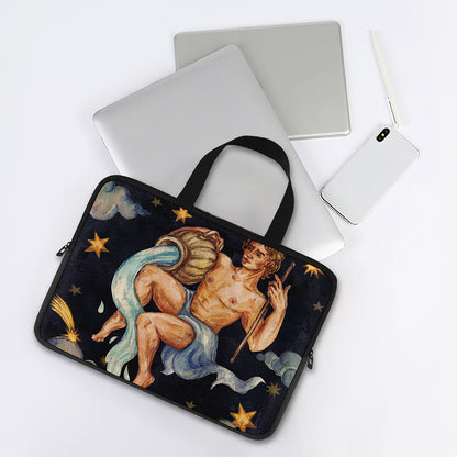 Watercolor Aquarius Zodiac Sign Print Laptop Sleeve With Handle