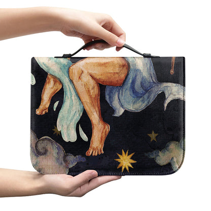 Watercolor Aquarius Zodiac Sign Print Leather Bible Cover