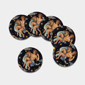 Watercolor Aquarius Zodiac Sign Print Leather Coaster Set