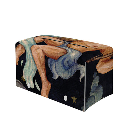 Watercolor Aquarius Zodiac Sign Print Leather Tissue Box Cover