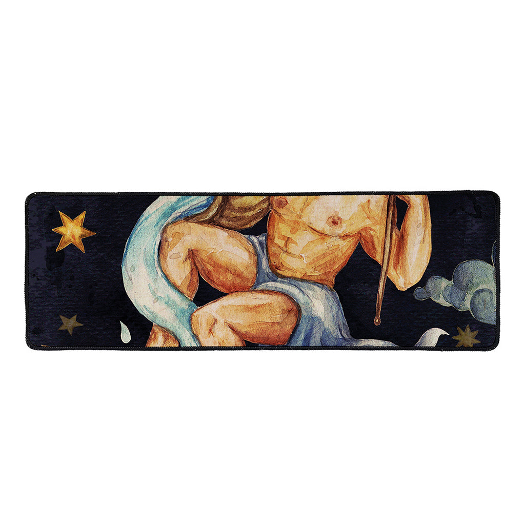 Watercolor Aquarius Zodiac Sign Print Long Kitchen Mat