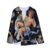 Watercolor Aquarius Zodiac Sign Print Long Sleeve Short Coat