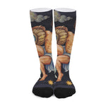 Watercolor Aquarius Zodiac Sign Print Long Socks