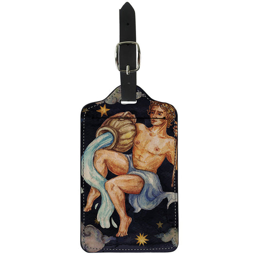 Watercolor Aquarius Zodiac Sign Print Luggage Tag