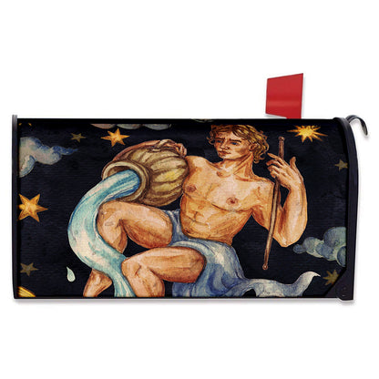Watercolor Aquarius Zodiac Sign Print Mailbox Cover
