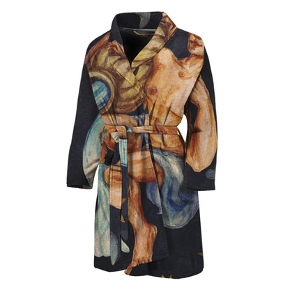 Watercolor Aquarius Zodiac Sign Print Men's Bathrobe