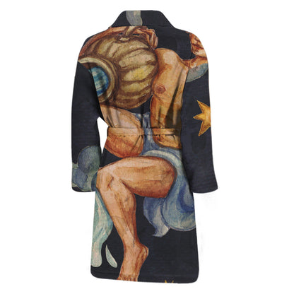 Watercolor Aquarius Zodiac Sign Print Men's Bathrobe