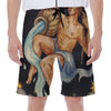 Watercolor Aquarius Zodiac Sign Print Men's Beach Shorts