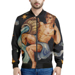 Watercolor Aquarius Zodiac Sign Print Men's Bomber Jacket