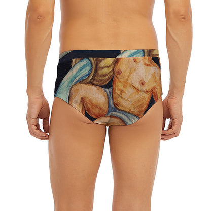 Watercolor Aquarius Zodiac Sign Print Men's Briefs