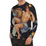 Watercolor Aquarius Zodiac Sign Print Men's Long Sleeve Rash Guard