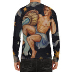 Watercolor Aquarius Zodiac Sign Print Men's Long Sleeve Rash Guard