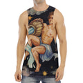 Watercolor Aquarius Zodiac Sign Print Men's Muscle Tank Top