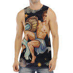 Watercolor Aquarius Zodiac Sign Print Men's Muscle Tank Top