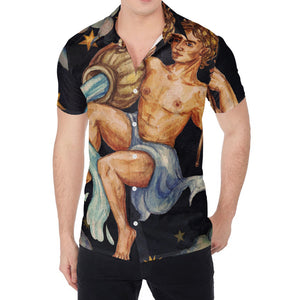 Watercolor Aquarius Zodiac Sign Print Men's Shirt