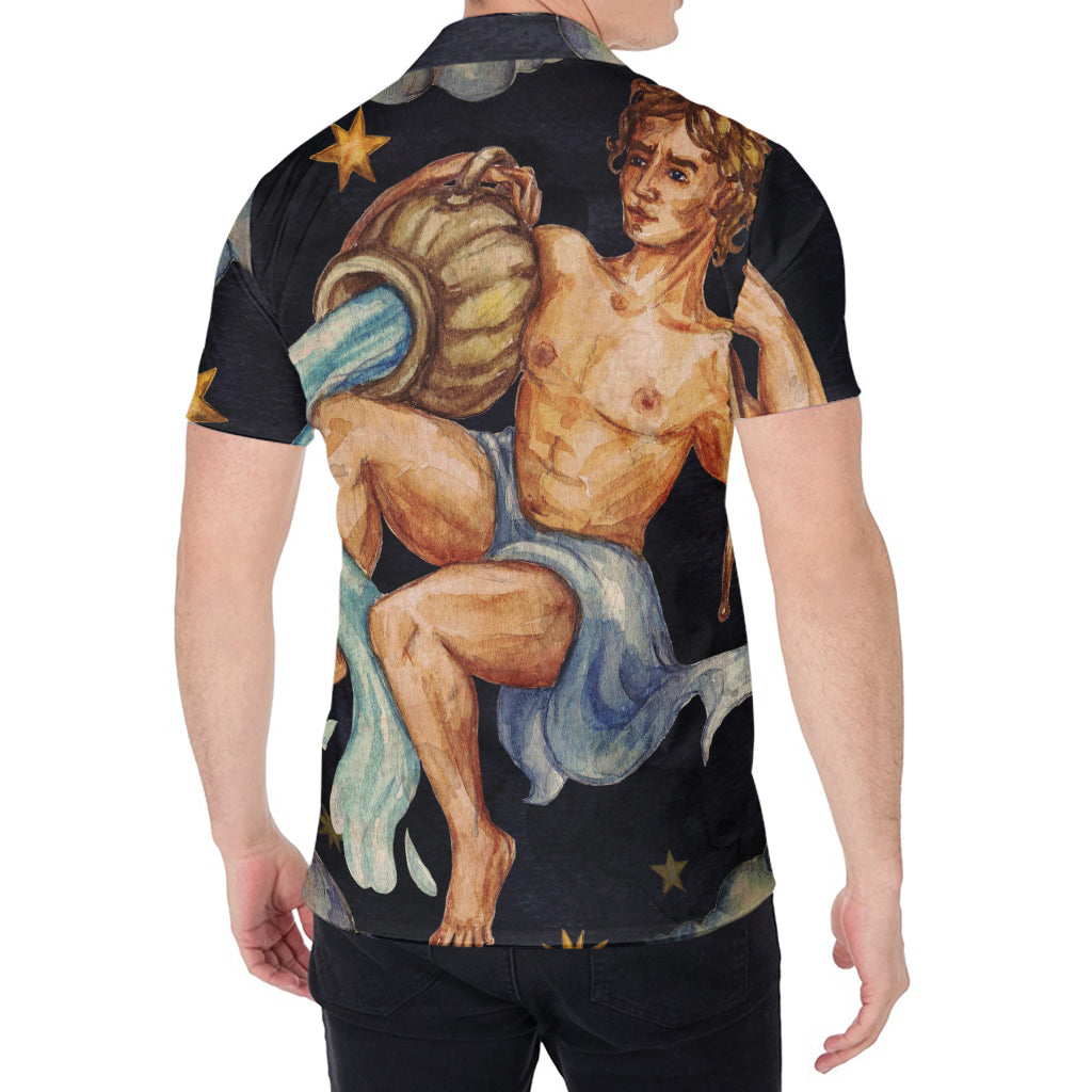 Watercolor Aquarius Zodiac Sign Print Men's Shirt