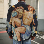 Watercolor Aquarius Zodiac Sign Print Men's Shirt Jacket