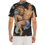 Watercolor Aquarius Zodiac Sign Print Men's Short Sleeve Rash Guard