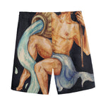 Watercolor Aquarius Zodiac Sign Print Men's Sports Shorts